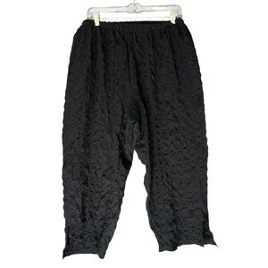 COURTNEY WASHINGTON Cropped Pucker Pants Crinkle Gauze Elastic Stretch Black XL